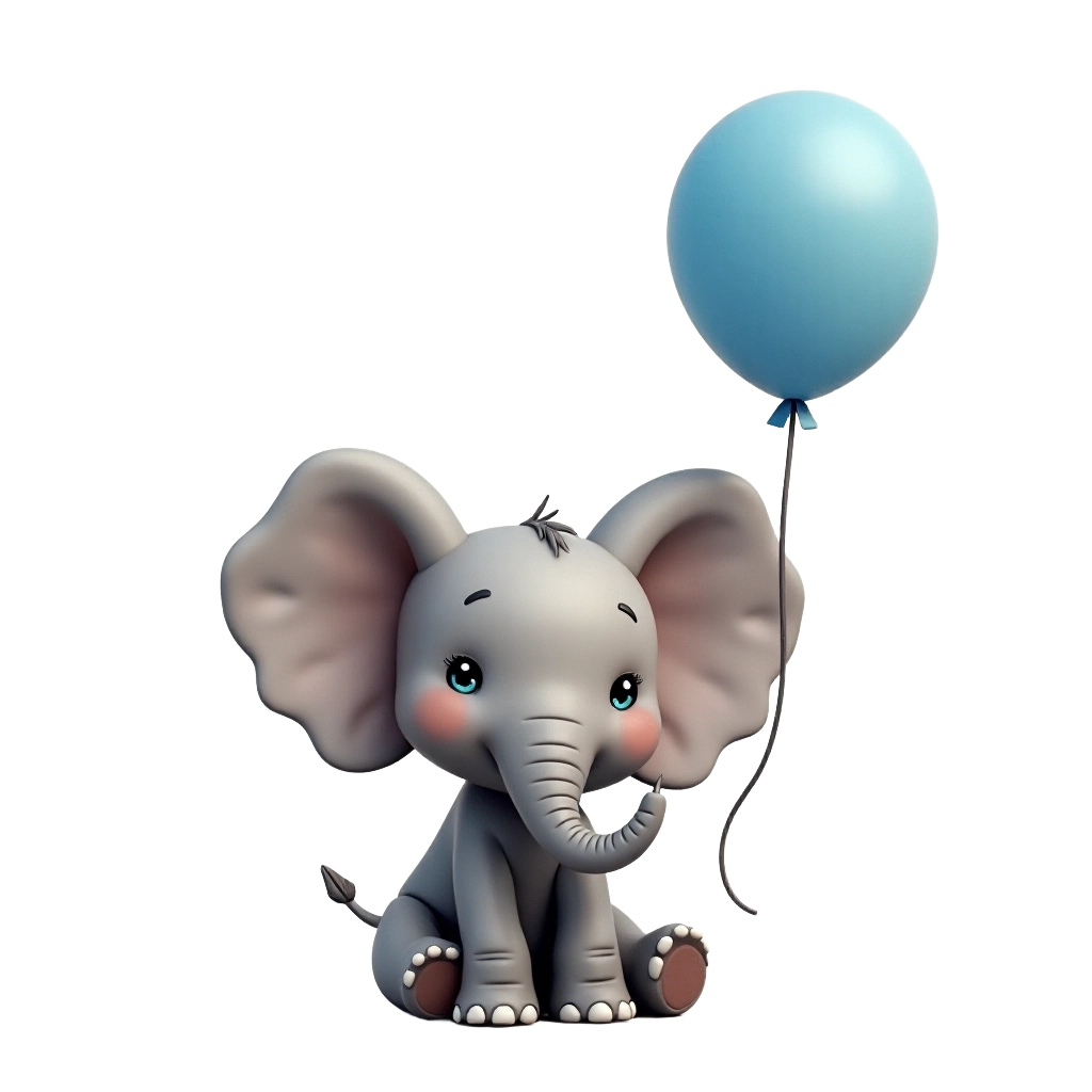 Adorable Elephant with Balloon